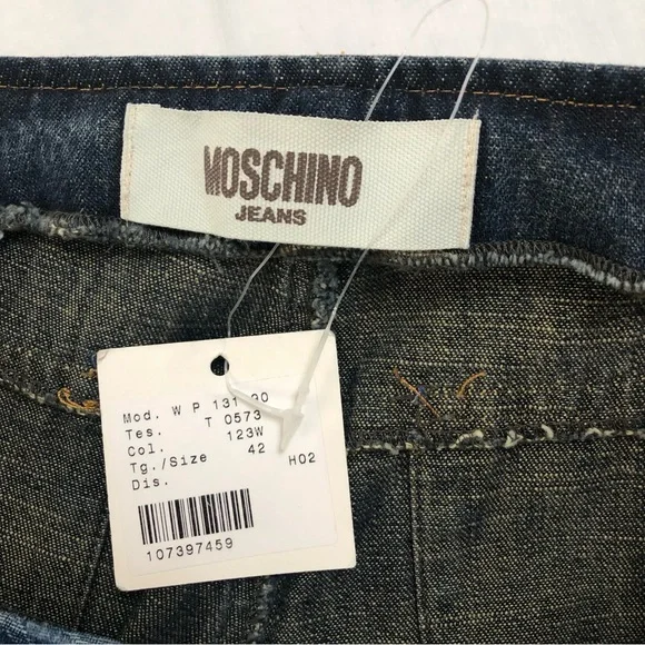 Moschino | NWT Two Tone Frayed Seam Donna Denim Jeans Size 8 - Picture 11 of 14